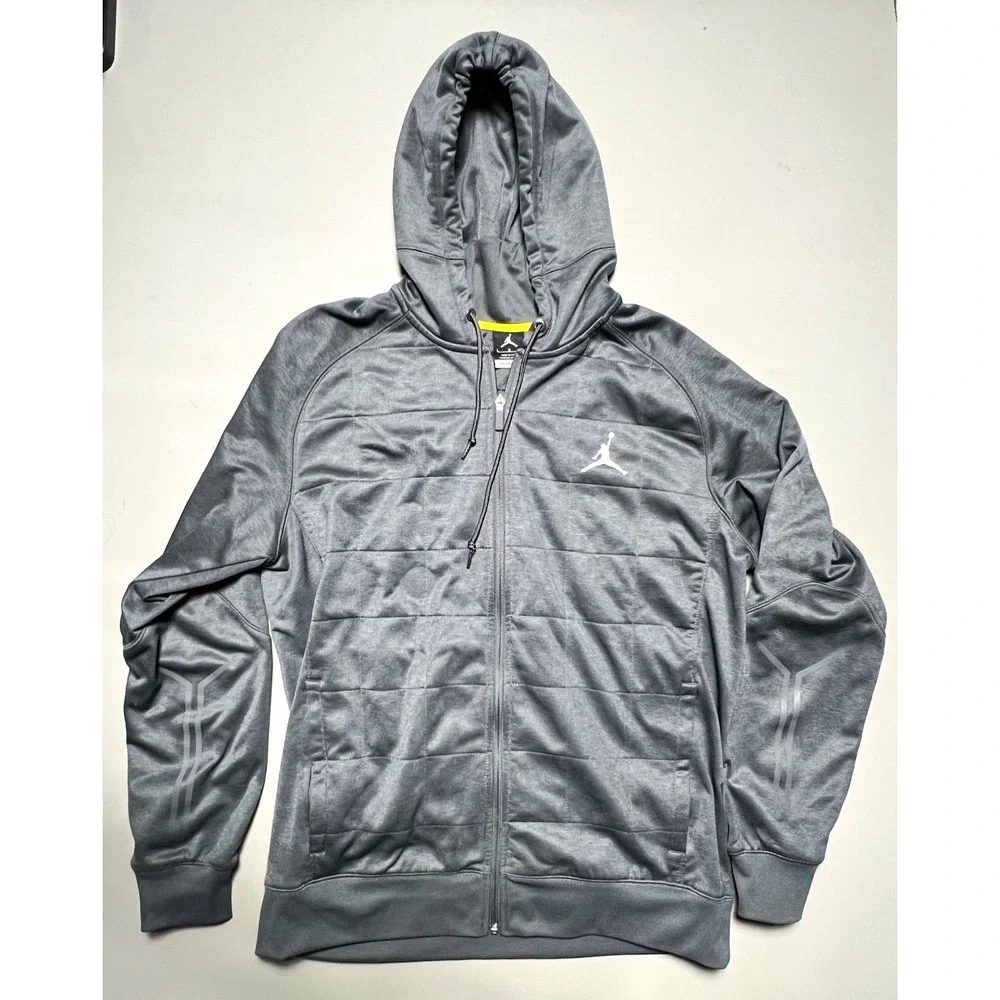 Jordan Therma-FIT Men's Full-Zip Hooded Fleece Track Jacket Gray L